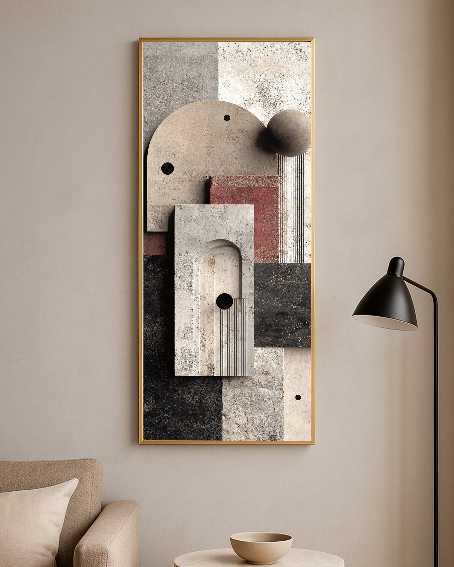 Organic modern wall art in beige, cream, and terracotta palette