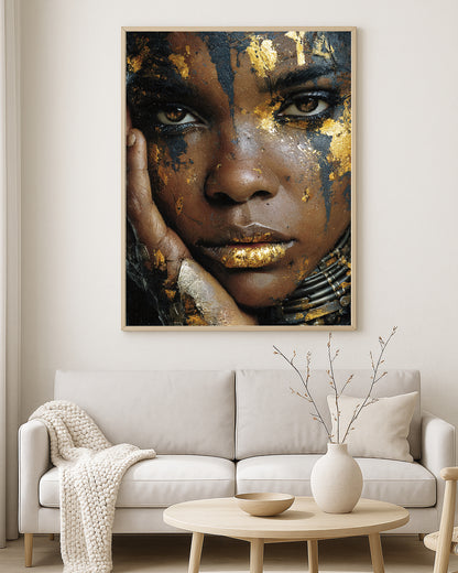 Gold Black Woman Portrait Wall Art