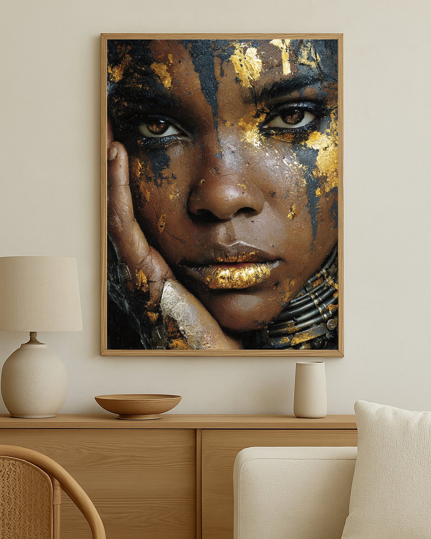 Gold Black Woman Portrait Wall Art