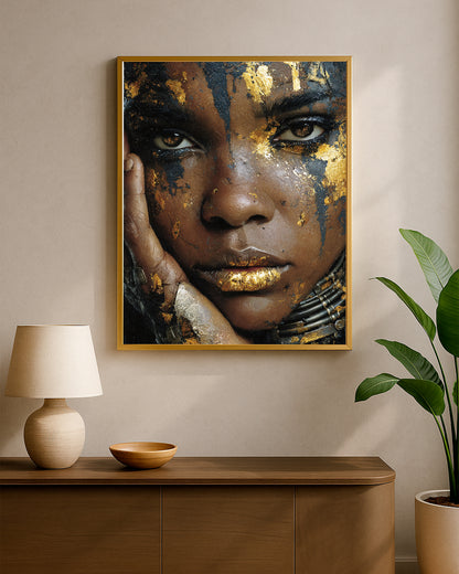 Gold Black Woman Portrait Wall Art