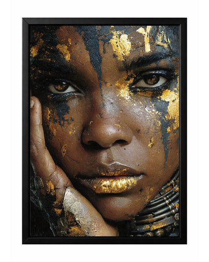 Gold Black Woman Portrait Wall Art