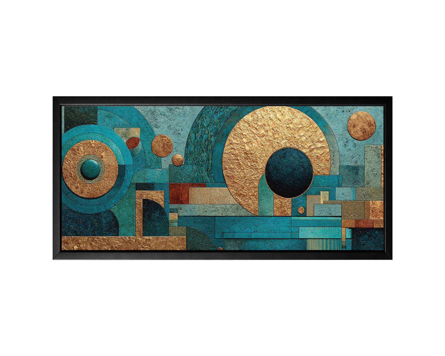 Blue Gold Geometric Panorama Wall Art