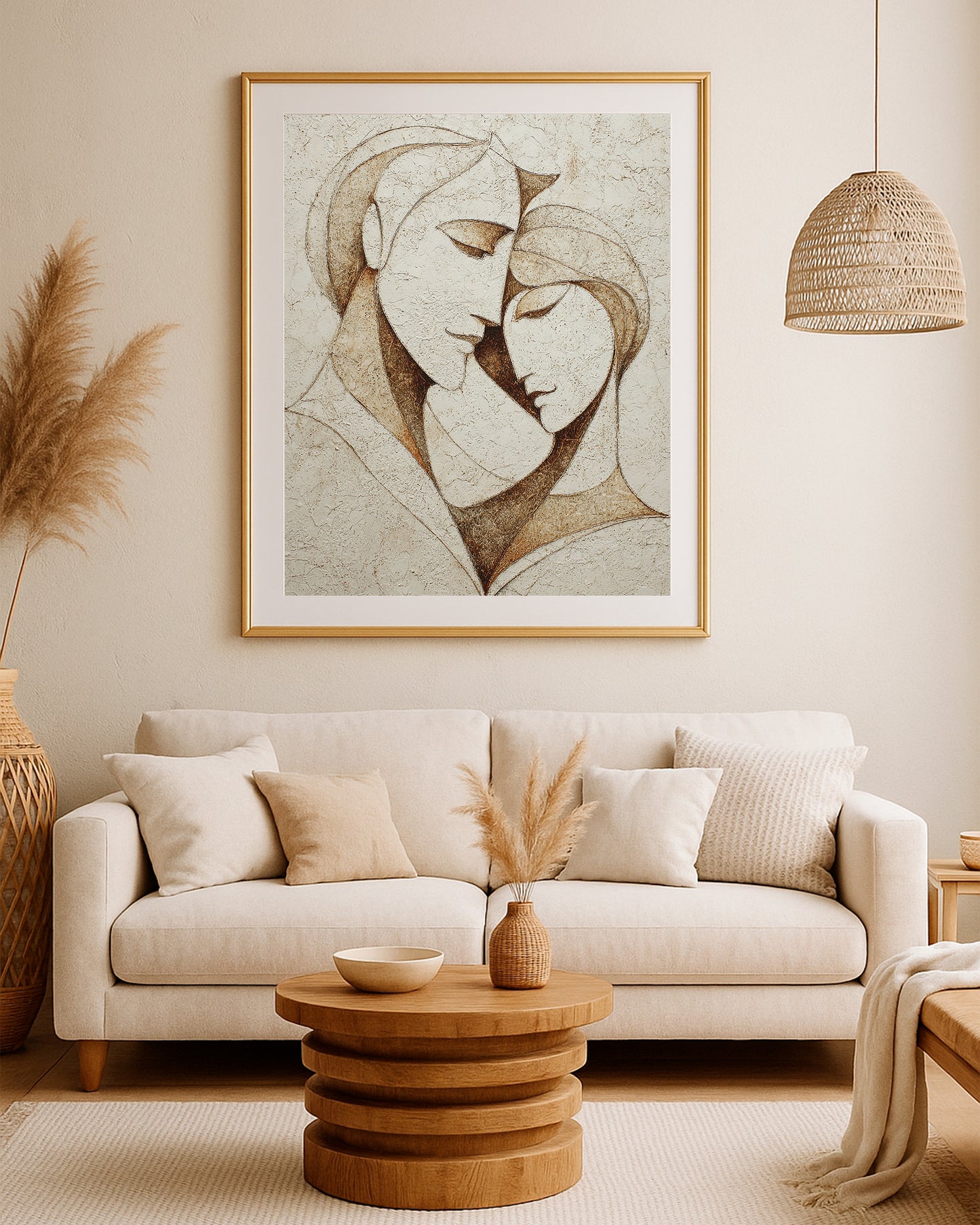 Neutral Couple Faces Wall Art