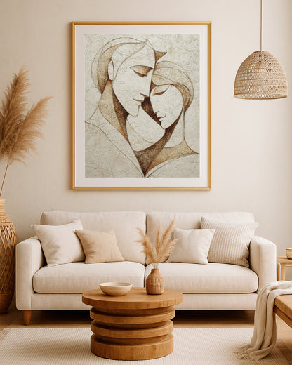 Neutral Couple Faces Wall Art