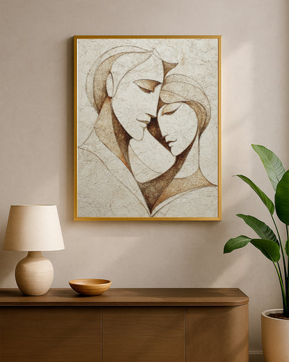 Neutral Couple Faces Wall Art
