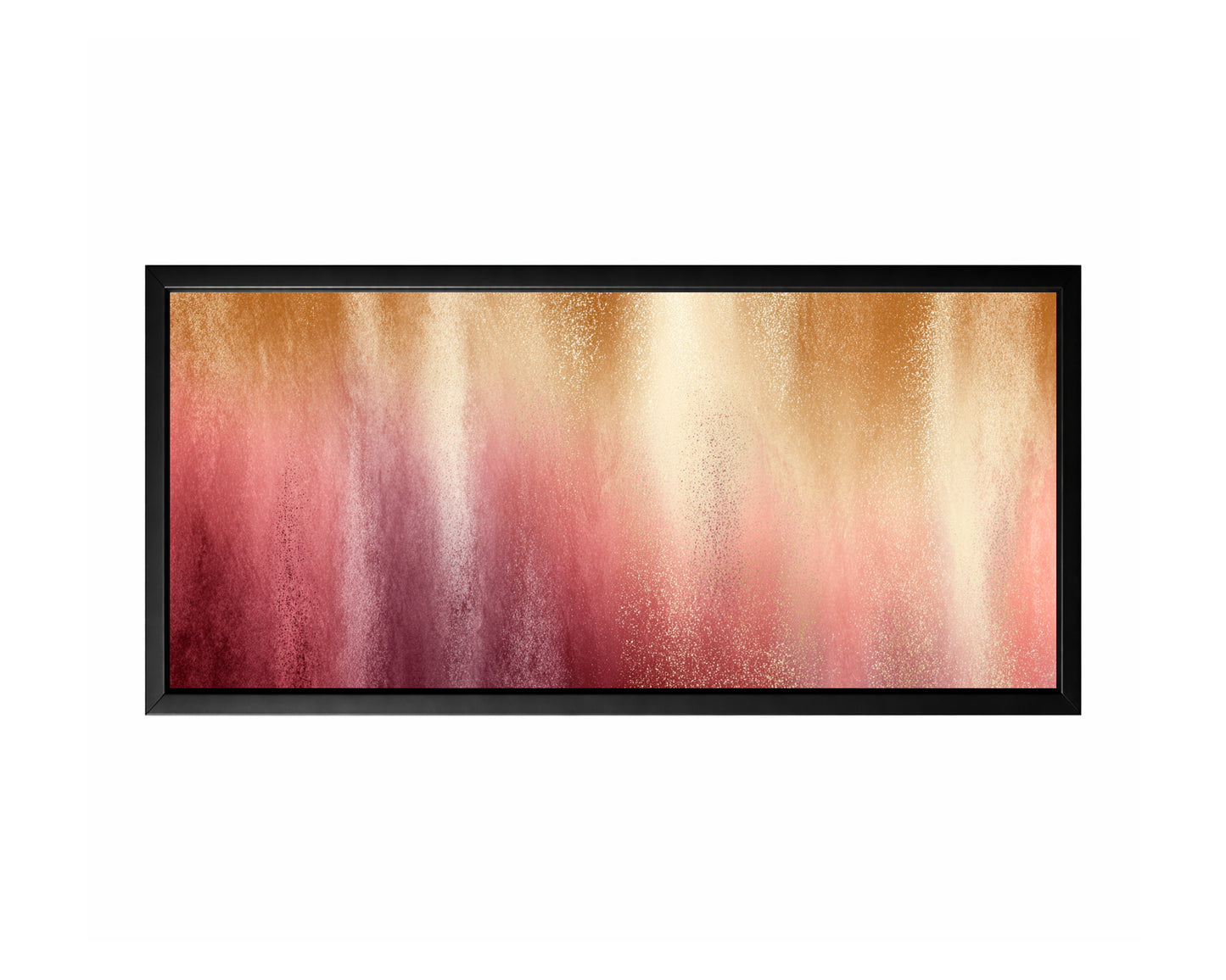 Rose gold abstract panoramic wall art with blush pink, cream, and warm gold vertical texture.
