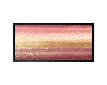 Blush gold abstract panoramic wall art with soft pink, burgundy, ivory, and metallic-style horizontal texture.