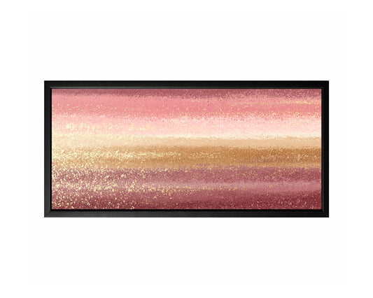 Blush gold abstract panoramic wall art with soft pink, burgundy, ivory, and metallic-style horizontal texture.