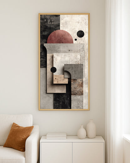 Modern printable artwork featuring layered blocks and warm earthy tones