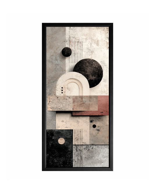 Organic modern wall art with abstract arches and textured geometric layers
