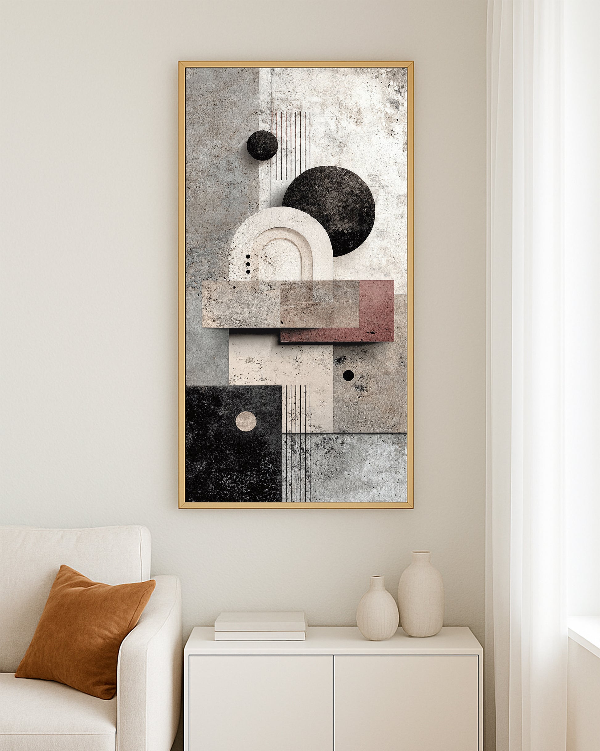 Minimalist printable artwork in neutral beige and black tones