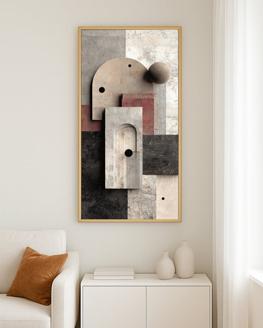 Minimal abstract printable artwork with layered architectural forms