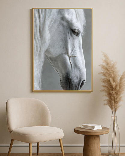 Close Up White Horse Wall Art