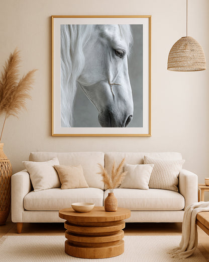 Close Up White Horse Wall Art