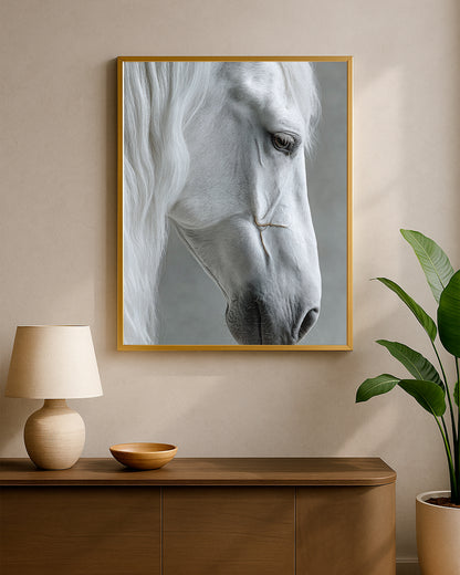 Close Up White Horse Wall Art