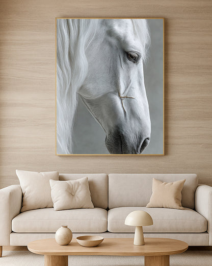 Close Up White Horse Wall Art